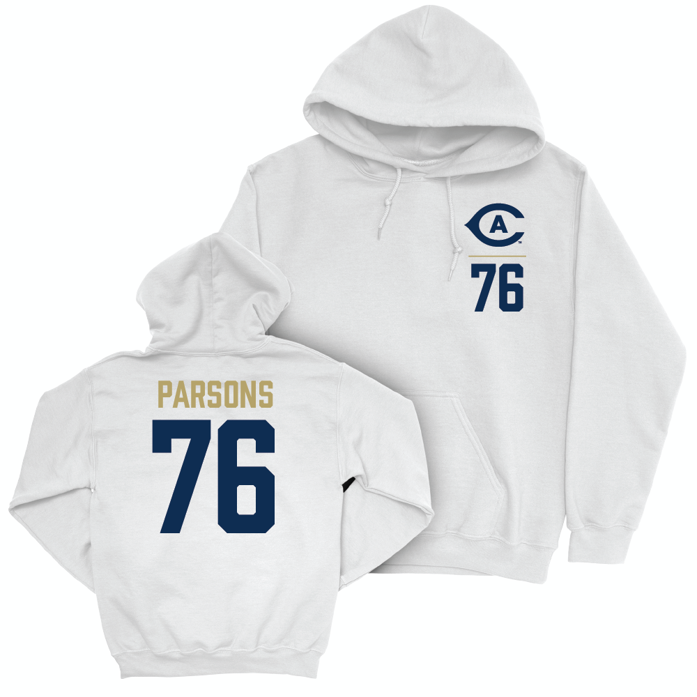 UC Davis Football White Logo Hoodie - Jake Parsons | #76