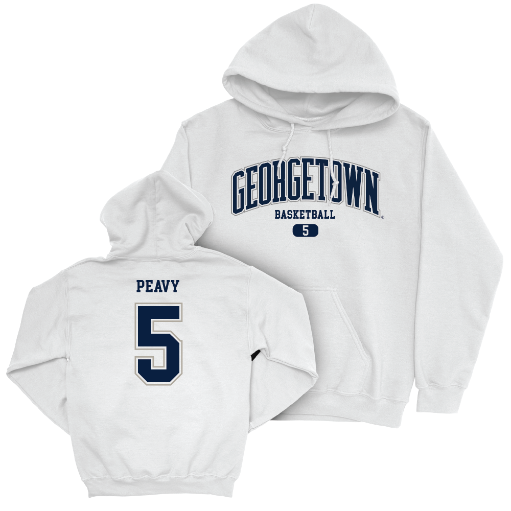 Georgetown Men's Basketball White Arch Hoodie  - Micah Peavy