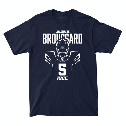 Rice Football Navy End Zone Tee - Ari Broussard Small