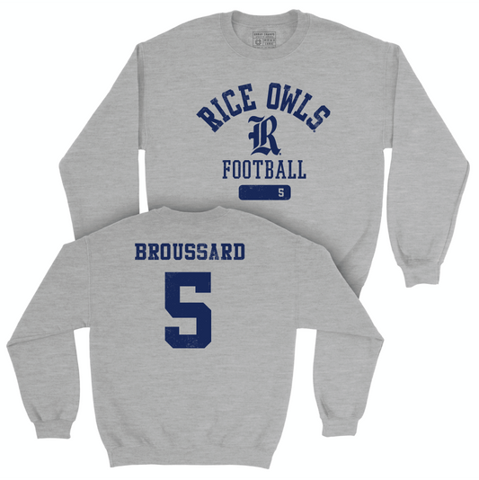 Rice Football Sport Grey Varsity Crew - Ari Broussard Small