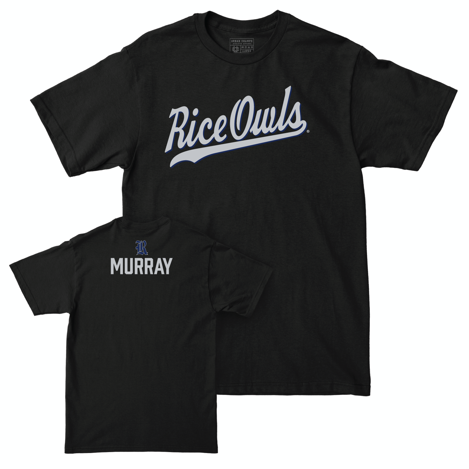 Rice Men's Track & Field Black Script Tee - Andrew Murray Small