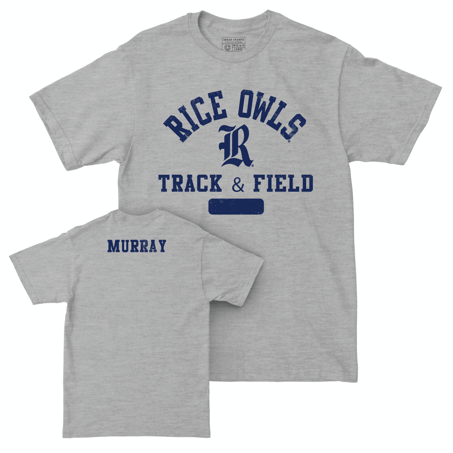 Rice Men's Track & Field Sport Grey Varsity Tee - Andrew Murray Small