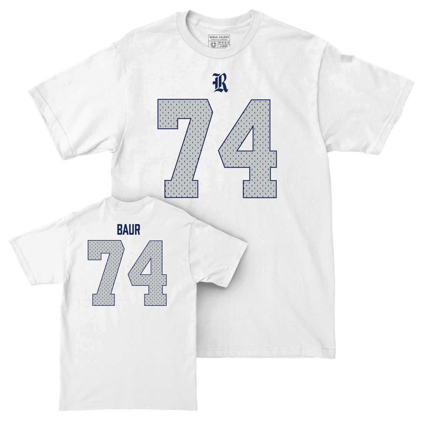 Rice Football White Blitz Comfort Colors Tee - Brad Baur Small