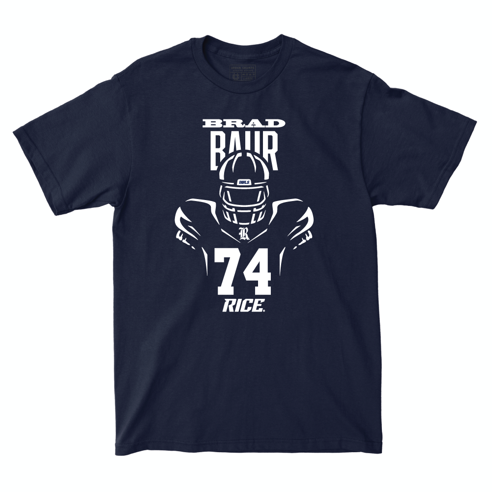 Rice Football Navy End Zone Tee - Brad Baur Small