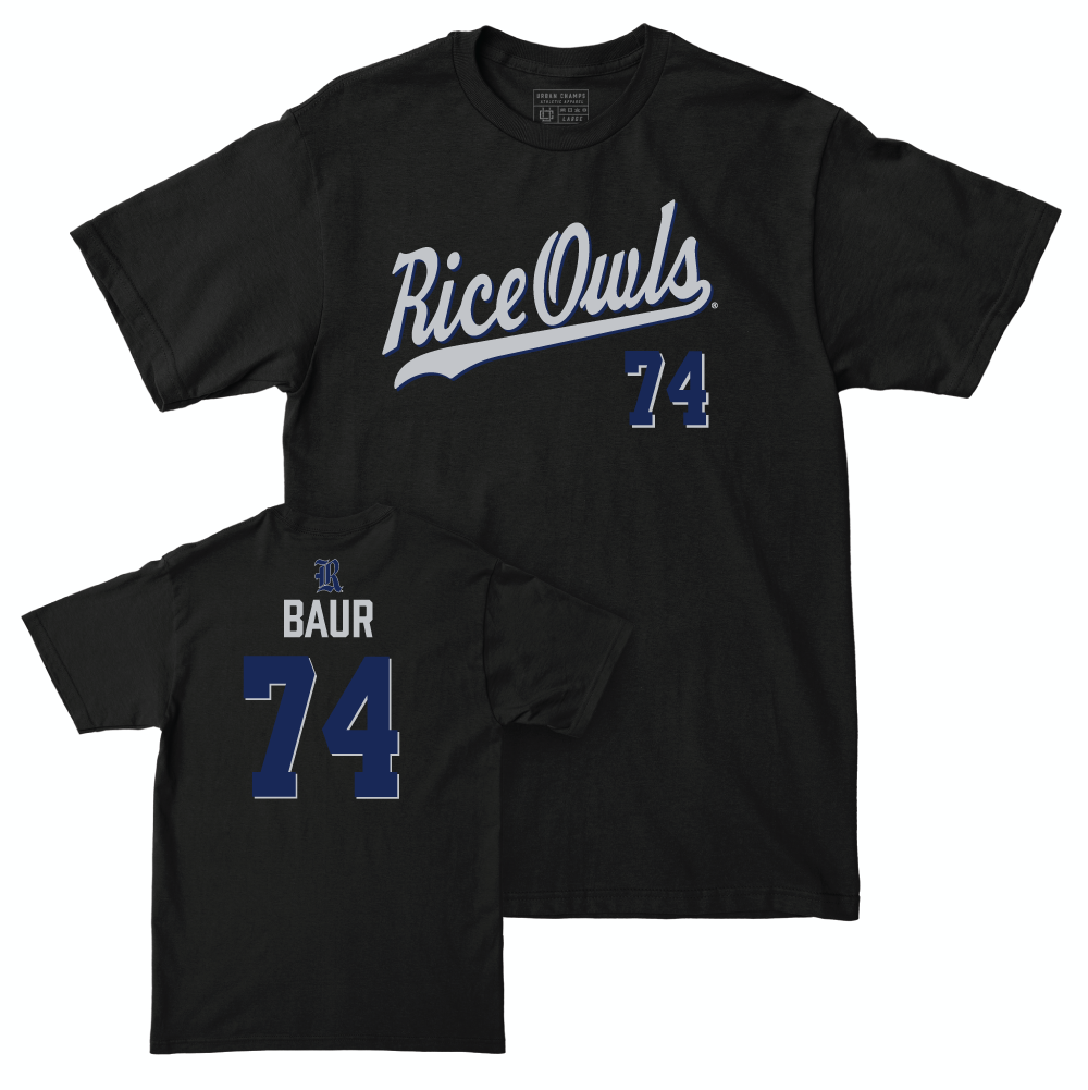 Rice Football Black Script Tee - Brad Baur Small