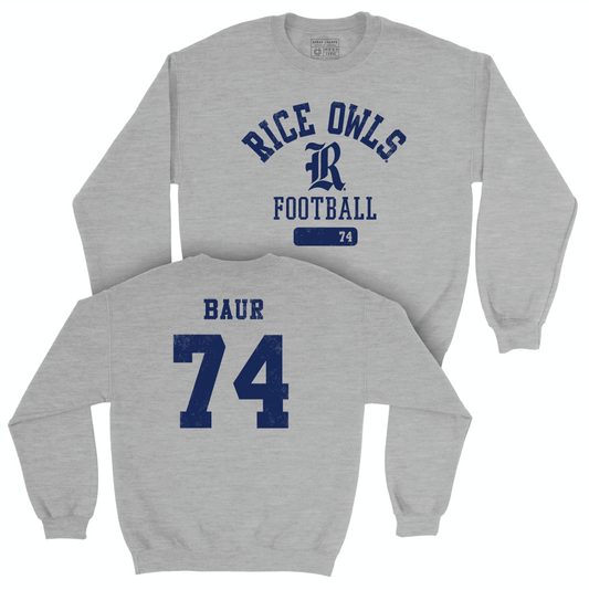 Rice Football Sport Grey Varsity Crew - Brad Baur Small