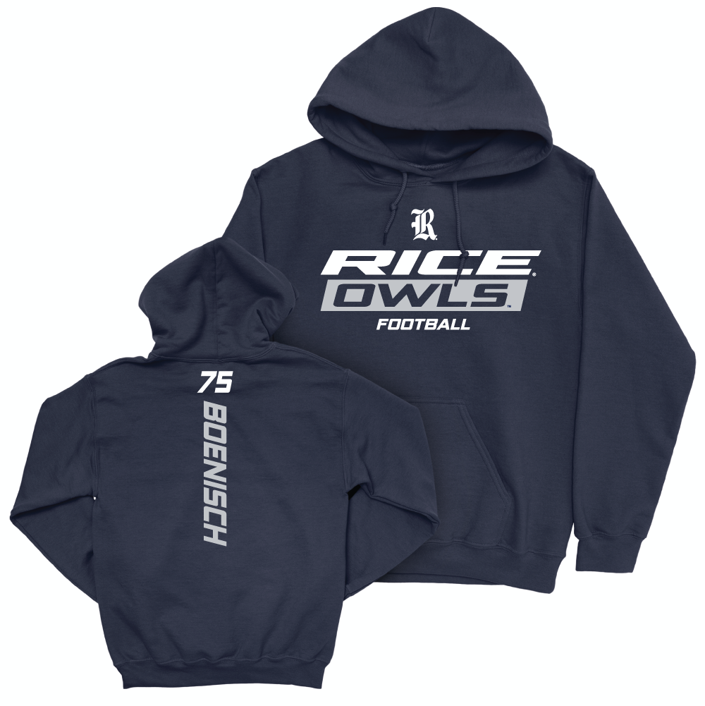 Rice Football Navy Rush Hoodie - Blake Boenisch Small