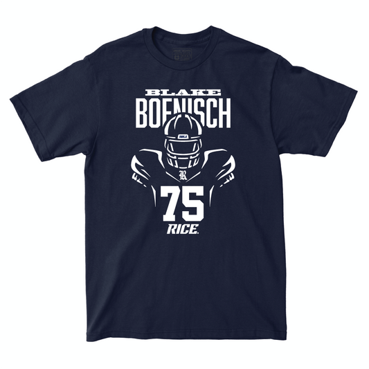 Rice Football Navy End Zone Tee - Blake Boenisch Small