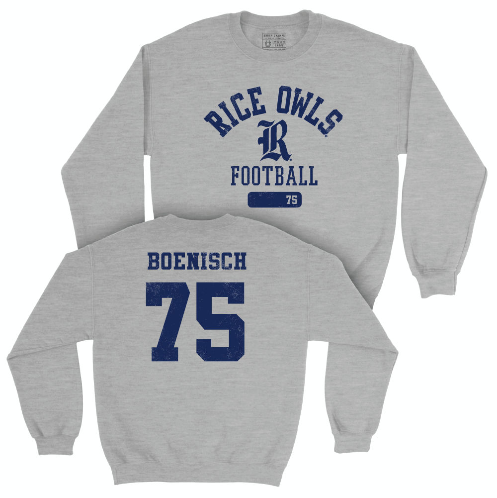 Rice Football Sport Grey Varsity Crew - Blake Boenisch Small