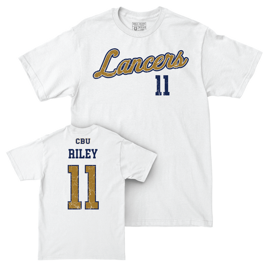 CBU Men's Basketball White Script Comfort Colors Tee - Tylen Riley