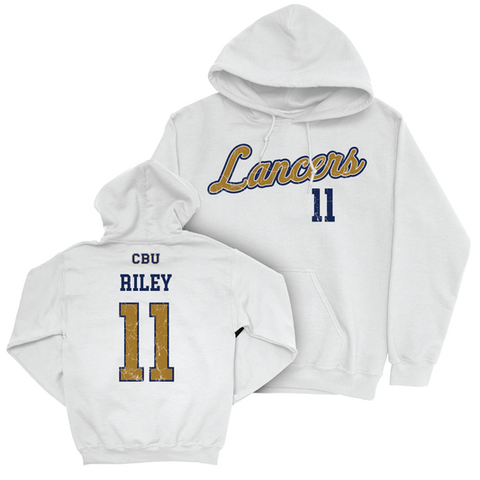 CBU Men's Basketball White Script Hoodie - Tylen Riley