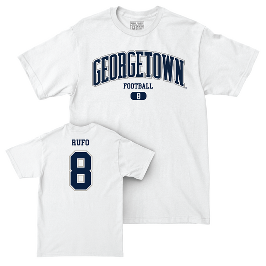 Georgetown Football White Arch Comfort Colors Tee - Giancarlo Rufo