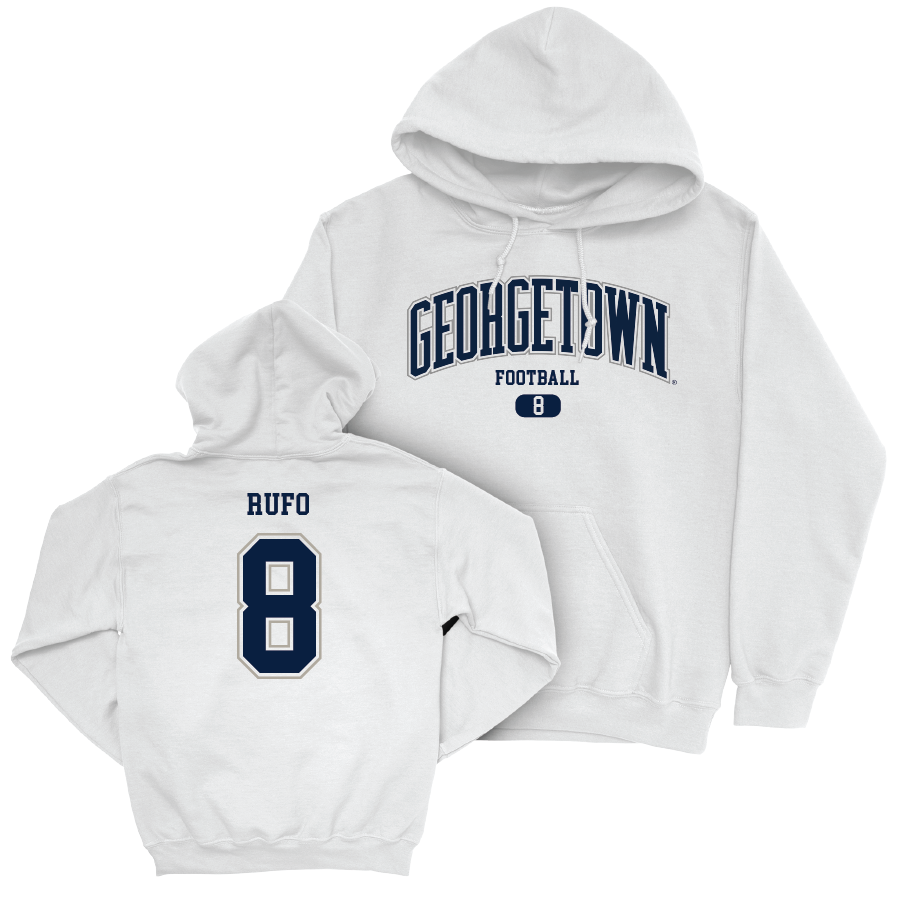 Georgetown Football White Arch Hoodie - Giancarlo Rufo