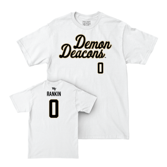 Wake Forest Football White Script Comfort Colors Tee - Demarcus Rankin