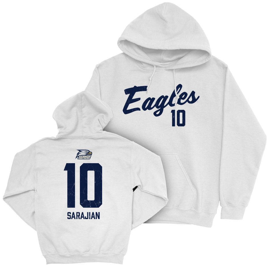 Georgia Southern Men's Soccer White Script Hoodie  - Harvey Sarajian