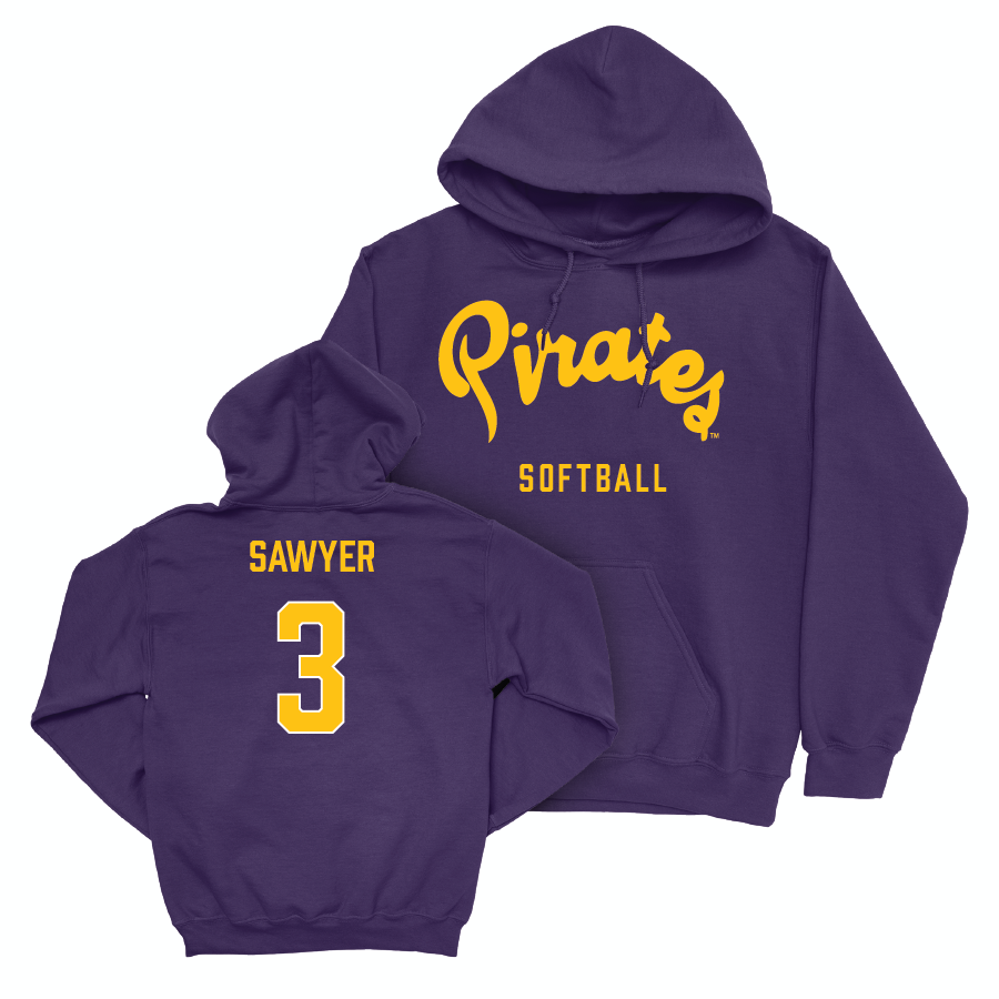 East Carolina Softball Purple Script Hoodie   - Anna Sawyer