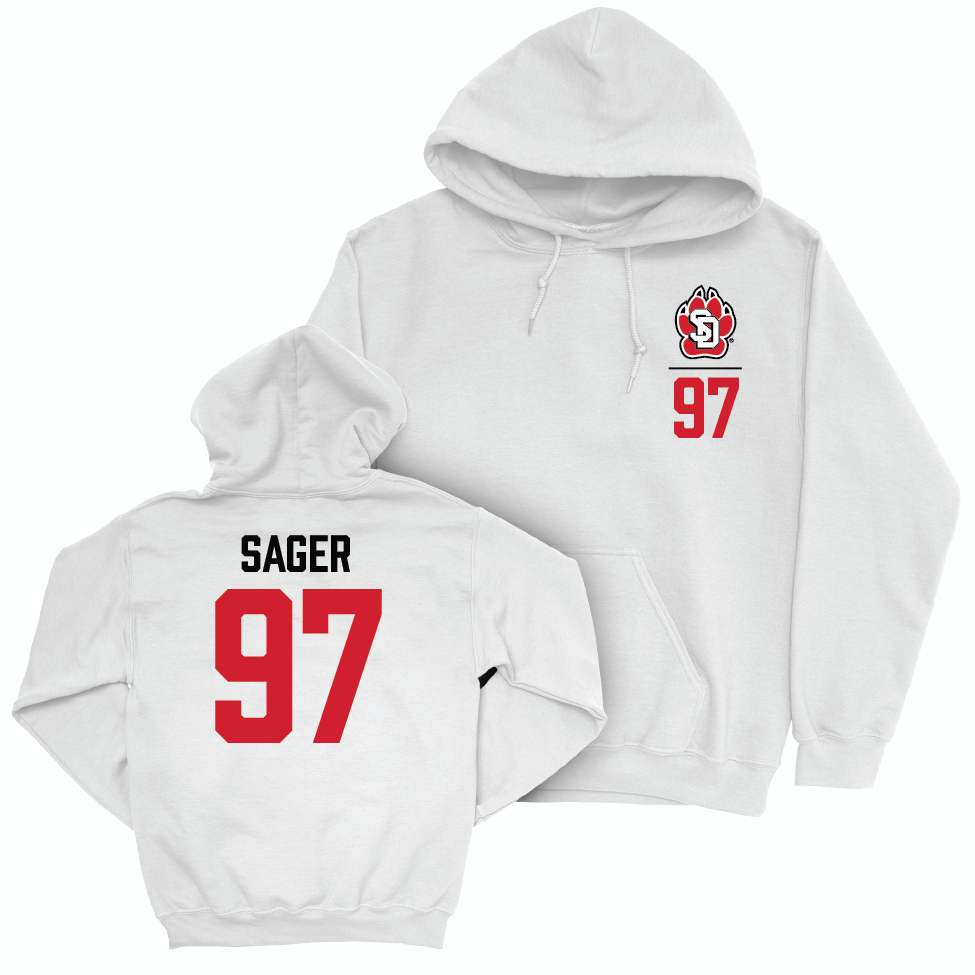 South Dakota Football White Logo Hoodie - AuVon Sager Small