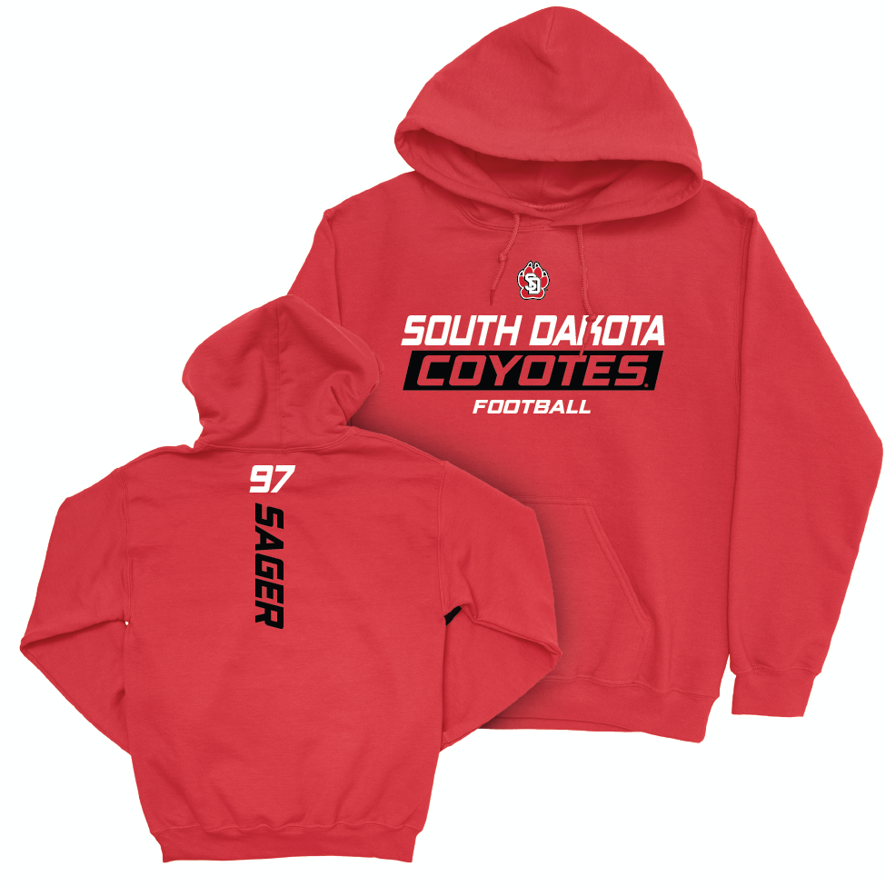 South Dakota Football Red Rush Hoodie - AuVon Sager Small