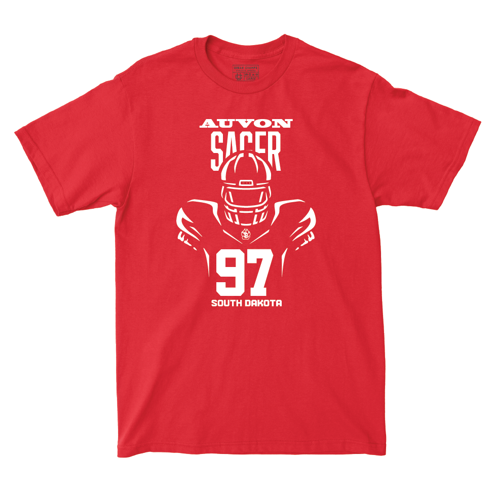 South Dakota Football Red End Zone Tee - AuVon Sager Small