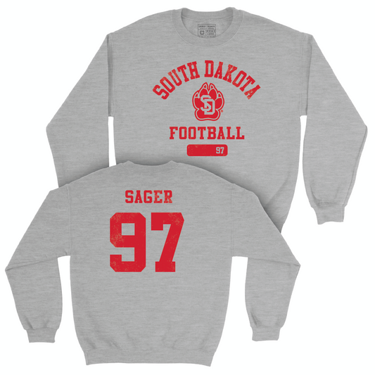 South Dakota Football Sport Grey Varsity Crew - AuVon Sager Small