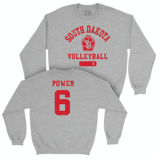 South Dakota Women's Volleyball Sport Grey Varsity Crew - Barrett Power Small