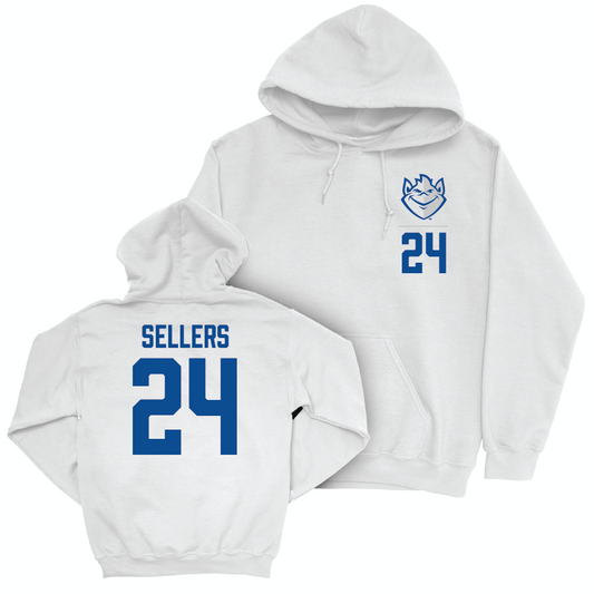 Saint Louis Men's Soccer White Logo Hoodie  - Braydon Sellers