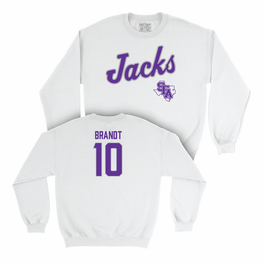 SFA Women's Soccer White Script Crew - Avery Brandt Youth Small