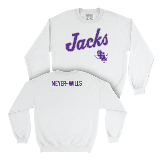 SFA Men's Cross Country White Script Crew - Bennett Meyer-Wills Youth Small