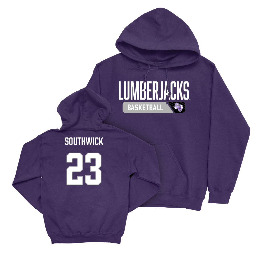 SFA Men's Basketball Purple Staple Hoodie - Clayton Southwick Youth Small