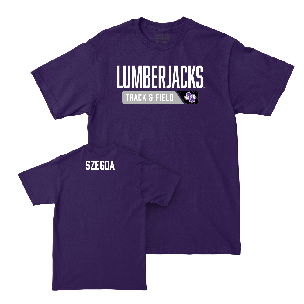 SFA Men's Track & Field Purple Staple Tee - Cole Szegda Youth Small