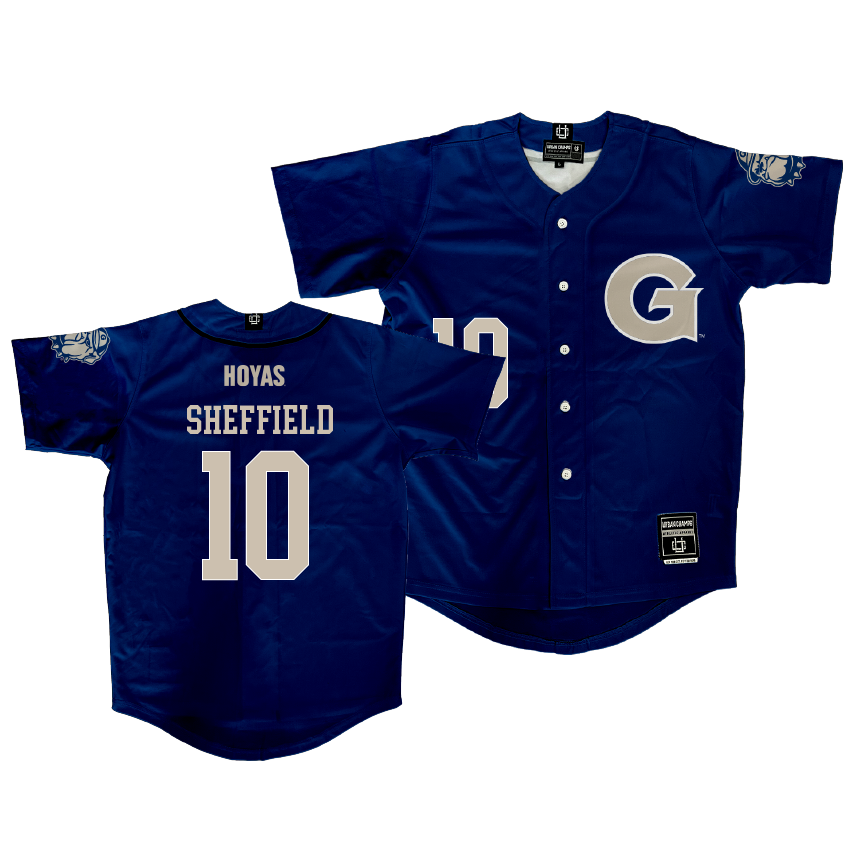 Georgetown Baseball Navy Jersey - Jaden Sheffield