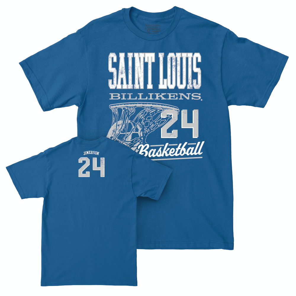 St. Louis Men's Basketball Royal Hoops Tee - Gibson Jimerson Small