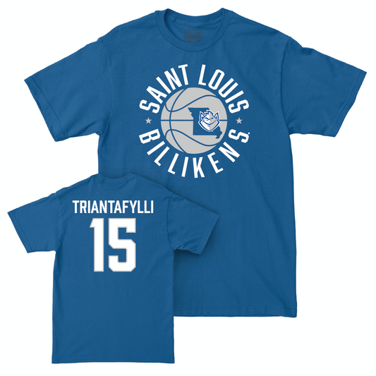 St. Louis Women's Basketball Royal Hardwood Tee - Marilena Triantafylli Small