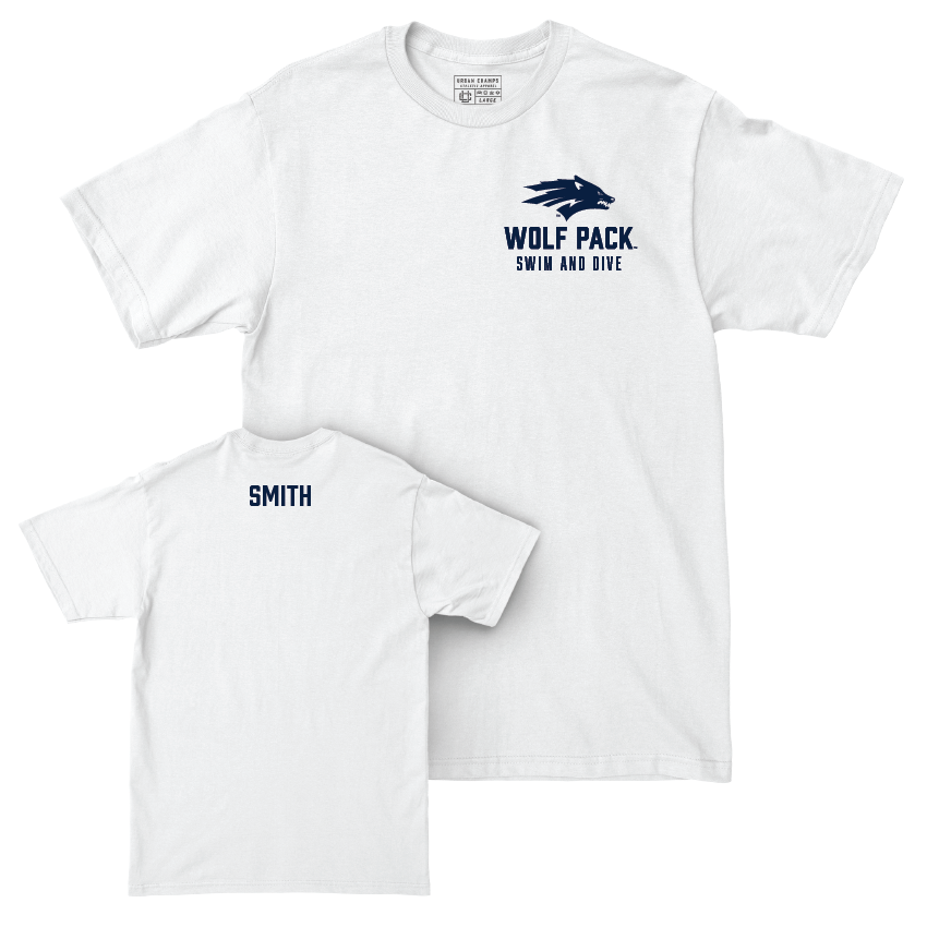 Nevada Women's Swim & Dive White Logo Comfort Colors Tee  - Caitlin Smith