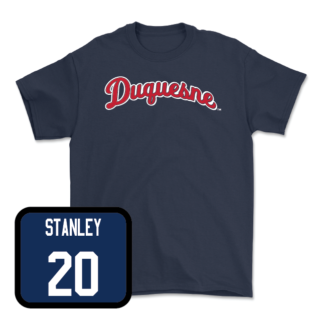 Duquesne Football Navy Script Tee - Donovan Stanley