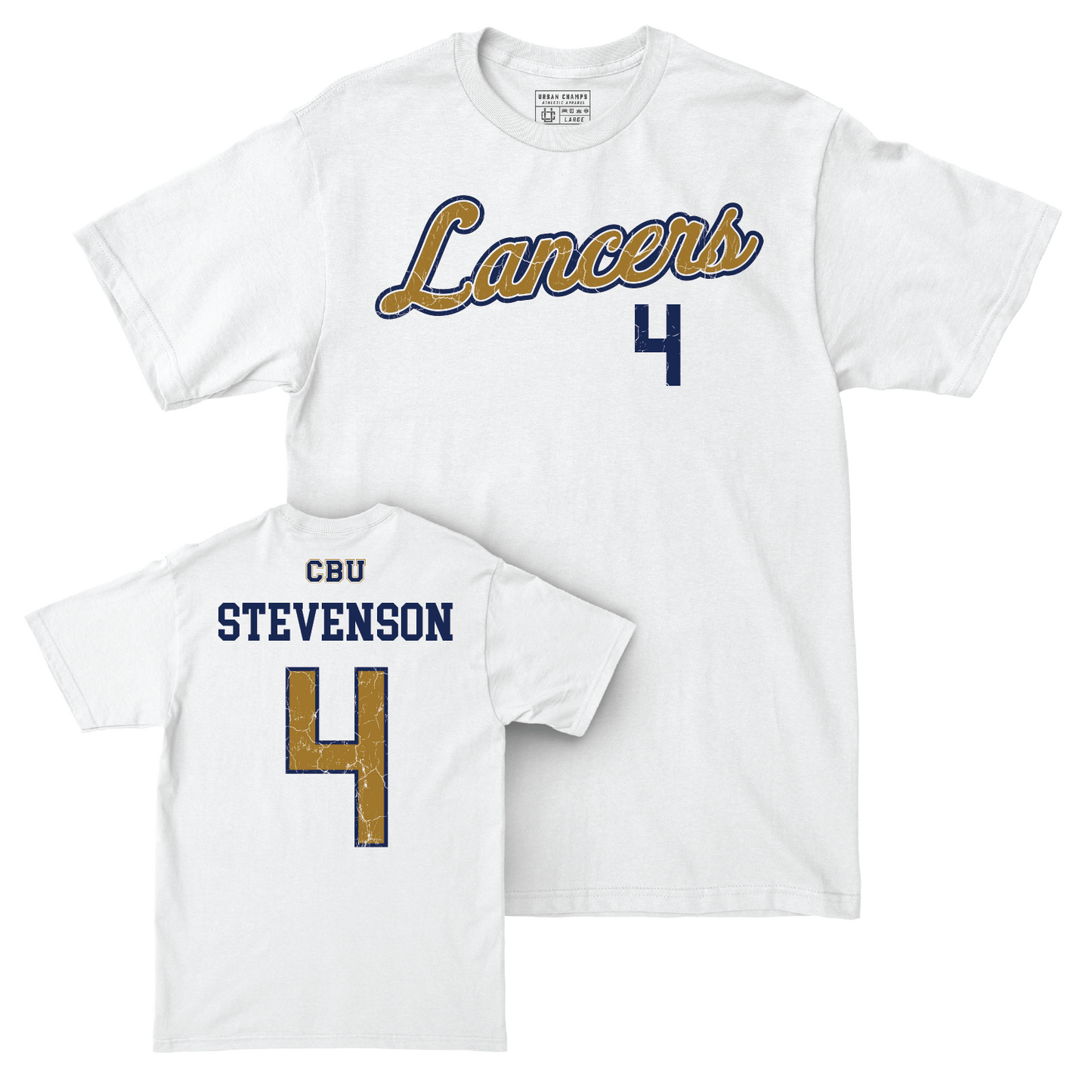 CBU Men's Basketball White Script Comfort Colors Tee - Brantly Stevenson