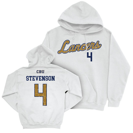 CBU Men's Basketball White Script Hoodie - Brantly Stevenson