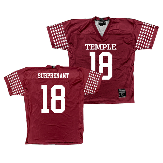 Temple Cherry Football Jersey  - Katin Surprenant