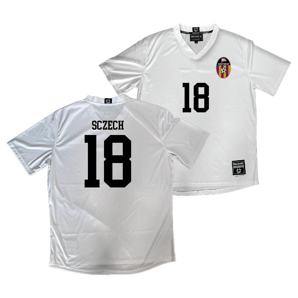 Winthrop Men's Soccer White Jersey - Josh Sczech | #18