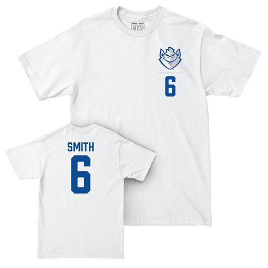 Saint Louis Women's Soccer White Logo Comfort Colors Tee  - Audrey Smith