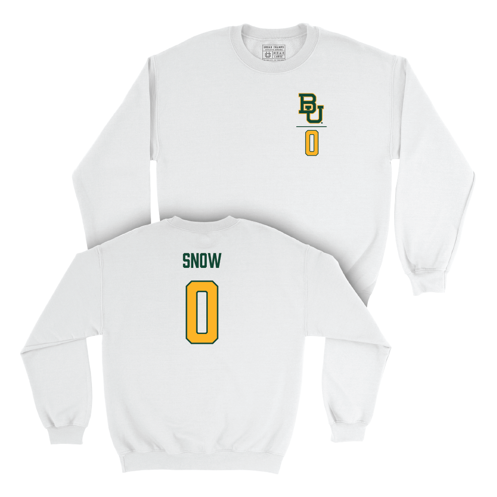 Baylor Baseball White Logo Crew  - Hunter Snow