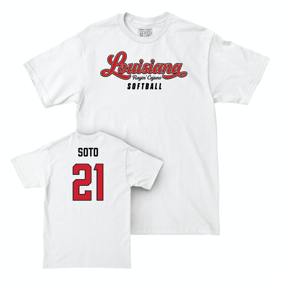 Louisiana Softball White Script Comfort Colors Tee  - Lillian Soto