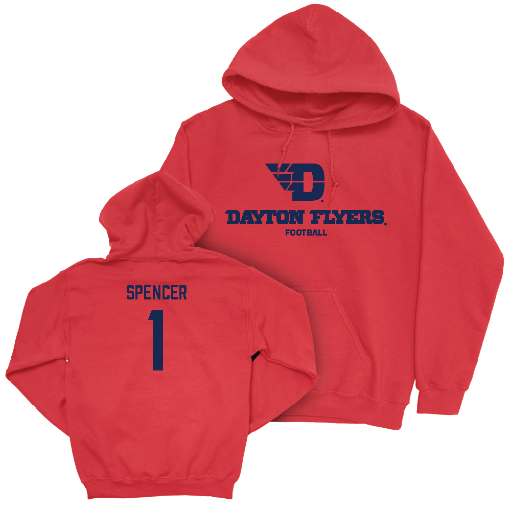 Dayton Football Red Sideline Hoodie - Tehron Spencer Jr