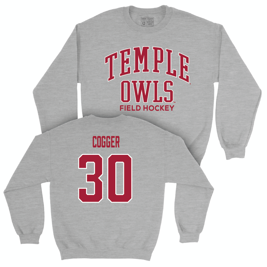 Temple Women's Field Hockey Sport Grey Classic Crew - Ashley Cogger | #30 Small