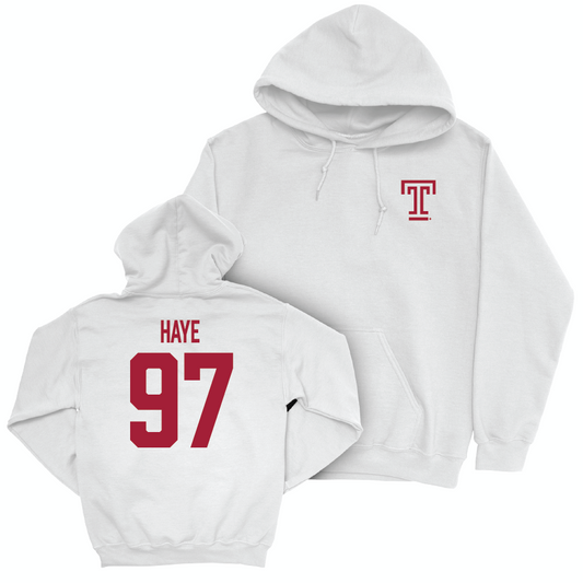 Temple Football White Logo Hoodie - Allan Haye | #97 Small