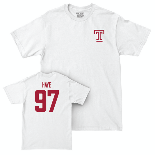 Temple Football White Logo Comfort Colors Tee - Allan Haye | #97 Small