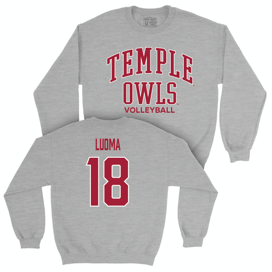 Temple Women's Volleyball Sport Grey Classic Crew - Avery Luoma | #18 Small