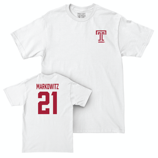 Temple Men's Soccer White Logo Comfort Colors Tee - Aaron Markowitz | #21 Small