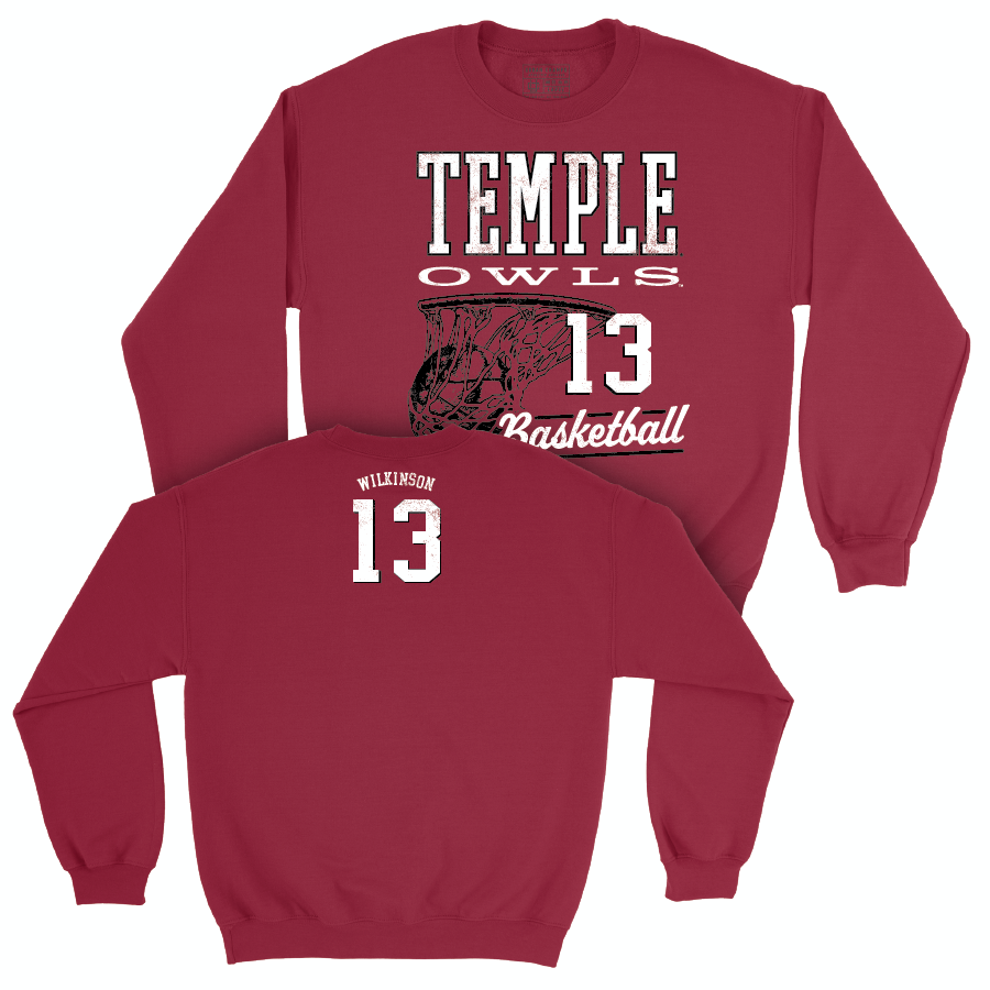 Temple Women's Basketball Cherry Hoops Crew - Alexandra Wilkinson | #13 Small