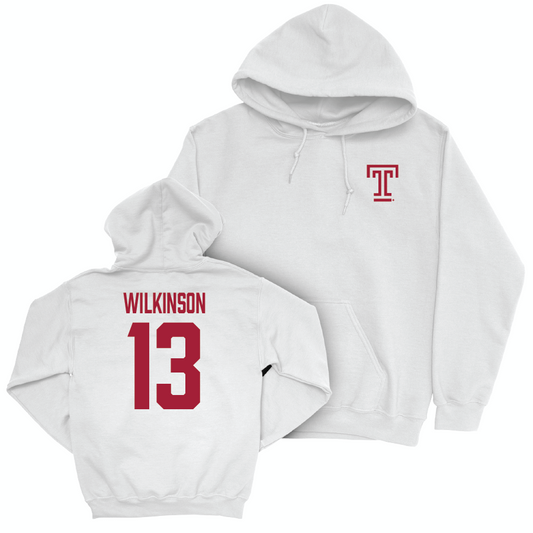 Temple Women's Basketball White Logo Hoodie - Alexandra Wilkinson | #13 Small